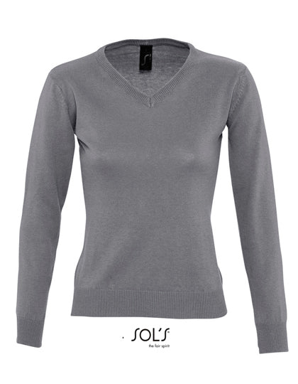 Women´s V-Neck Sweater Galaxy in Medium Grey (Solid), Größe XXL