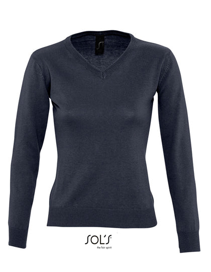 Women´s V-Neck Sweater Galaxy in Navy, Größe XXL