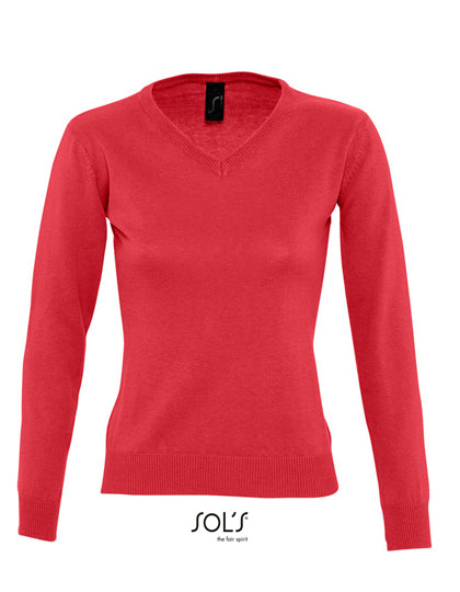 Women´s V-Neck Sweater Galaxy in Red, Größe XXL