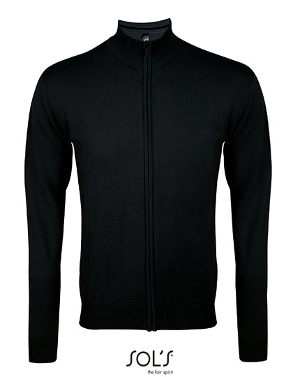 Men´s Zipped Knitted Cardigan Gordon in Black, Größe 3XL