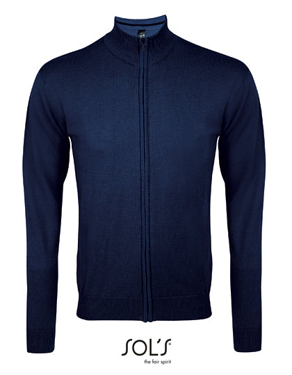 Men´s Zipped Knitted Cardigan Gordon in Navy, Größe 3XL