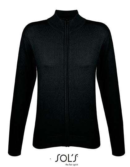 Women´s Zipped Knitted Cardigan Gordon in Black, Größe XXL