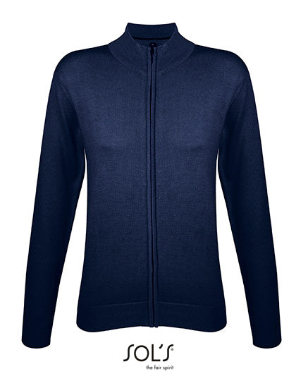 Women´s Zipped Knitted Cardigan Gordon in Navy, Größe XXL