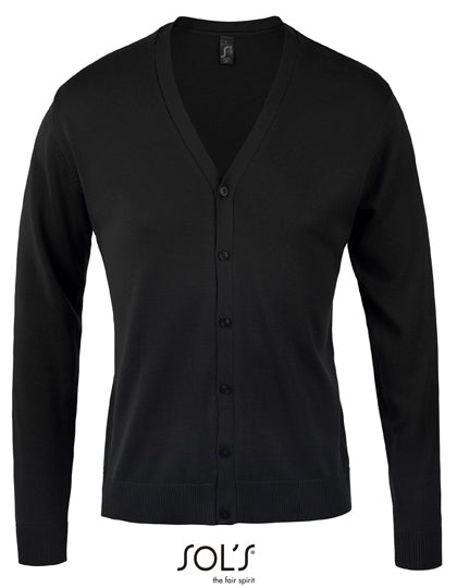 Men´s Golden V-Neck Knitted Cardigan in Black, Größe 3XL