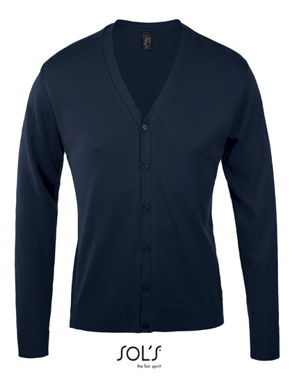 Men´s Golden V-Neck Knitted Cardigan in Navy, Größe 3XL