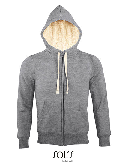 Unisex Zipped Jacket Sherpa in Grey Melange, Größe XXL