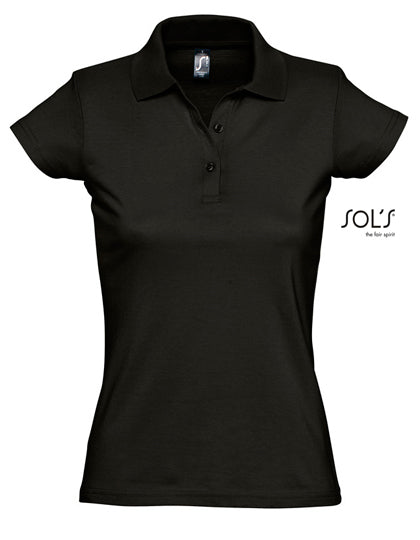 Women´s Jersey Polo Shirt Prescott in Deep Black, Größe XXL
