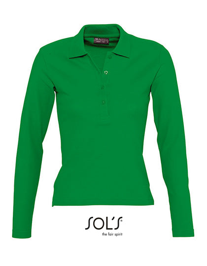 Women´s Long Sleeve Polo Podium in Kelly Green, Größe XL