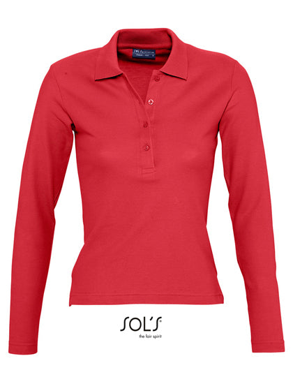 Women´s Long Sleeve Polo Podium in Red, Größe XL
