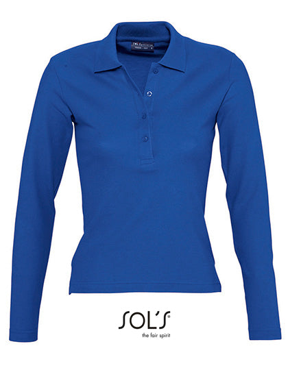 Women´s Long Sleeve Polo Podium in Royal Blue 241, Größe XL