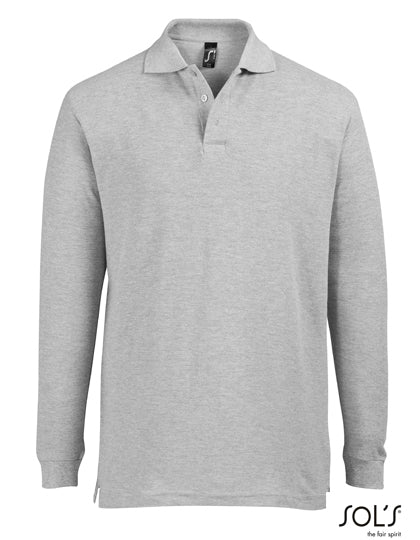 Long Sleeve Polo Star in Grey Melange, Größe XXL