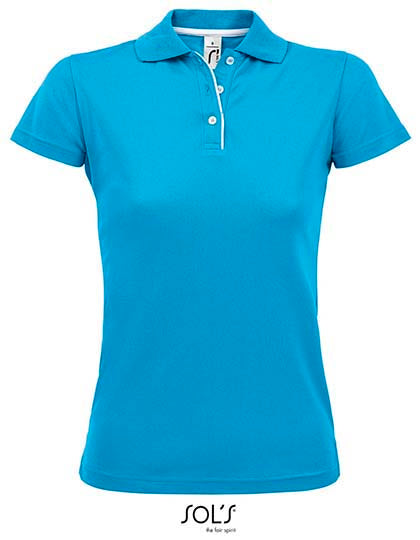 Women´s Sports Polo Shirt Performer in Aqua, Größe XXL
