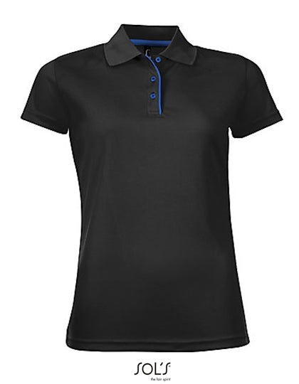 Women´s Sports Polo Shirt Performer in Black, Größe XXL