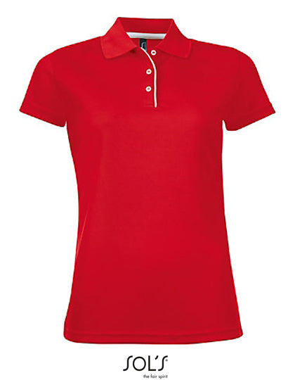 Women´s Sports Polo Shirt Performer in Red, Größe XXL