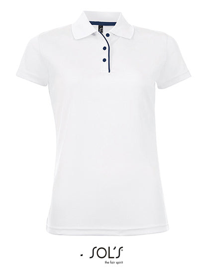 Women´s Sports Polo Shirt Performer in White, Größe XXL