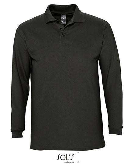 Long Sleeve Polo Winter II in Black, Größe 3XL
