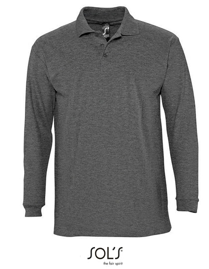 Long Sleeve Polo Winter II in Charcoal Melange, Größe XXL