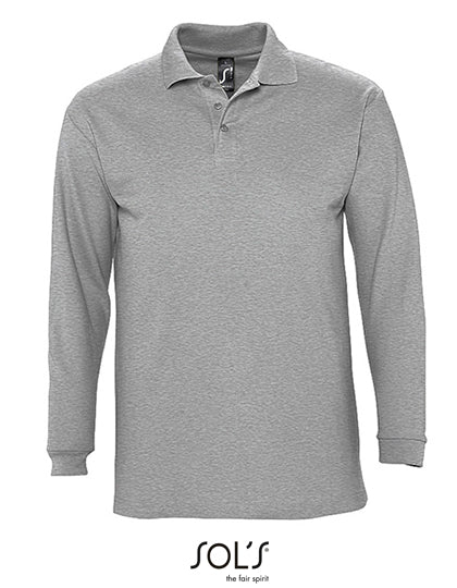 Long Sleeve Polo Winter II in Grey Melange, Größe 3XL