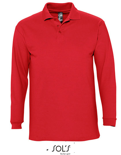Long Sleeve Polo Winter II in Red, Größe 3XL