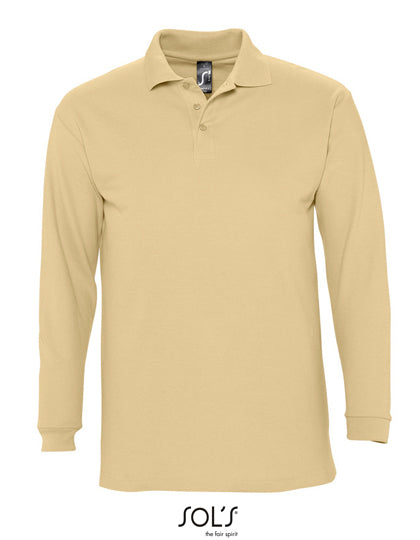 Long Sleeve Polo Winter II in Sand, Größe XXL