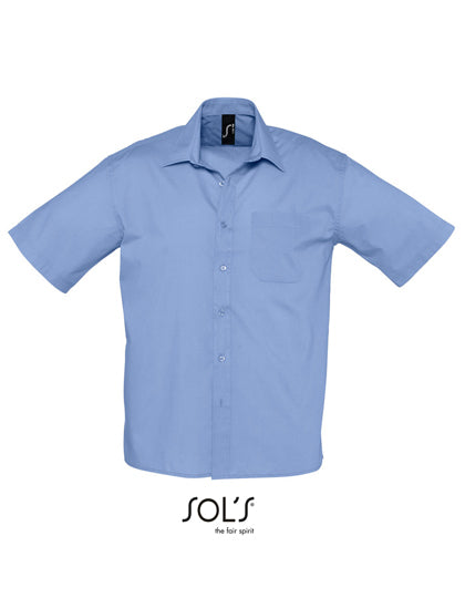 Popeline-Shirt Bristol Short Sleeve in Middle Blue, Größe 4XL