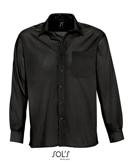 Popeline-Shirt Baltimore Long Sleeve in Black, Größe 4XL