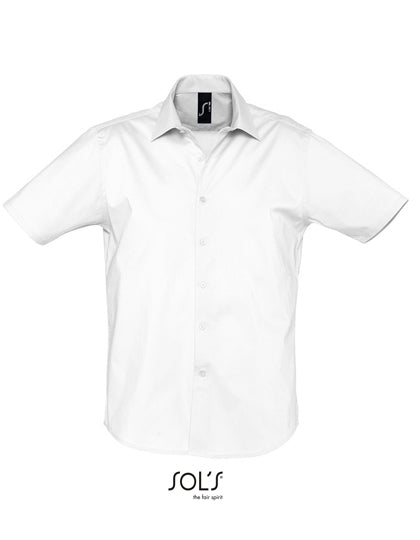 Men´s Stretch-Shirt Broadway Short Sleeve in White, Größe 5XL