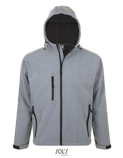 Men´s Hooded Softshell Jacket Replay in Grey Melange, Größe 3XL