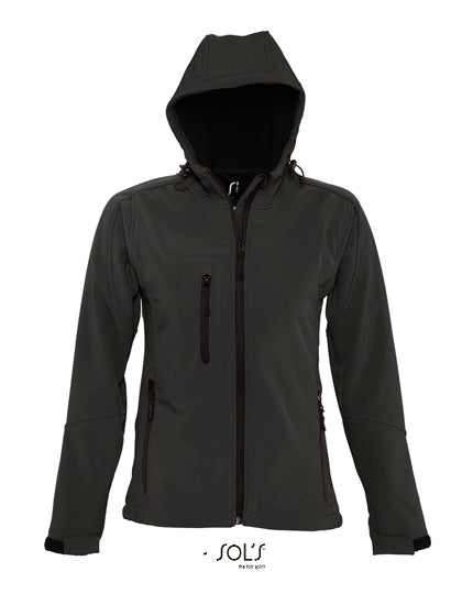 Women´s Hooded Softshell Jacket Replay in Black, Größe XXL