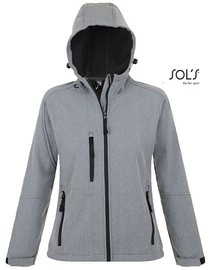 Women´s Hooded Softshell Jacket Replay in Grey Melange, Größe XXL
