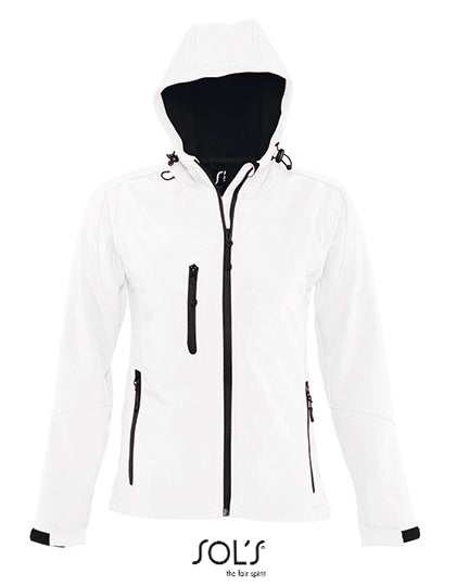 Women´s Hooded Softshell Jacket Replay in White, Größe XXL