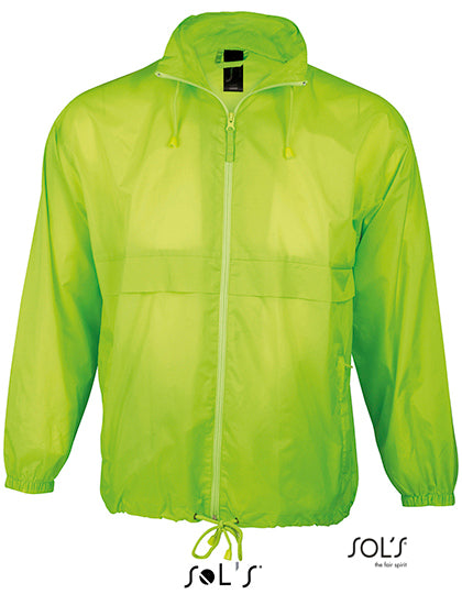 Unisex Windbreaker Surf Jacket in Neon Lime, Größe XXL