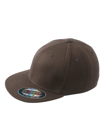 6 Panel Flexfit® Flat Peak Cap in Dark Brown, Größe L/XL (58/59 cm)
