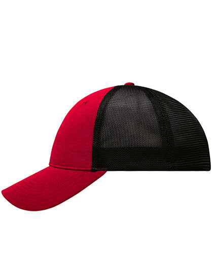 6 Panel Elastic Fit Mesh Cap in Red, Größe L/XL (58/59 cm)