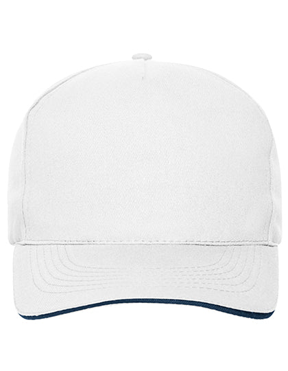5 Panel Sandwich Cap Bio Cotton in White, Größe One Size