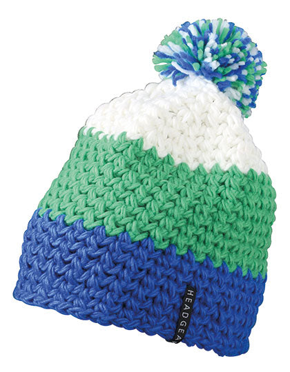 Crocheted Cap With Pompon in Aqua, Größe One Size