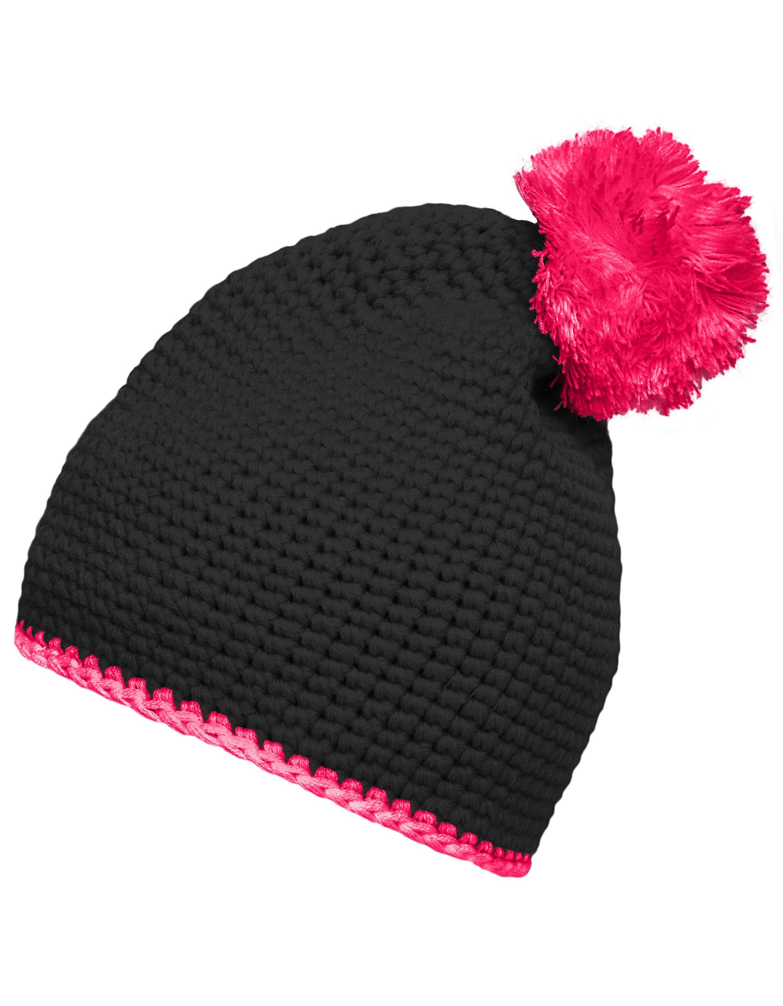 Pompon Hat With Contrast Stripe
