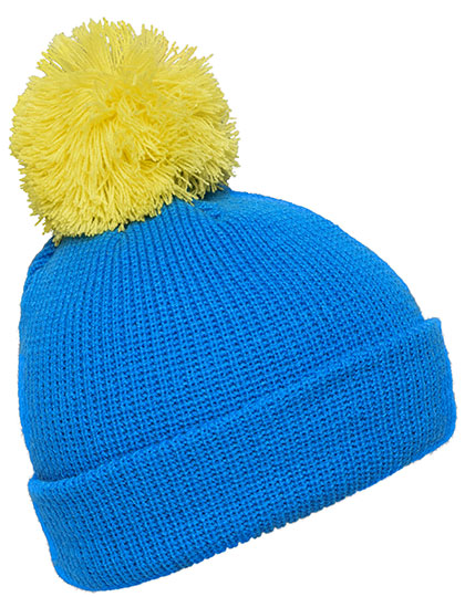 Pompon Hat With Brim in Azur, Größe One Size