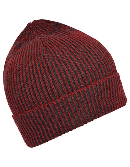 Ribbed Beanie in Dark Red, Größe One Size
