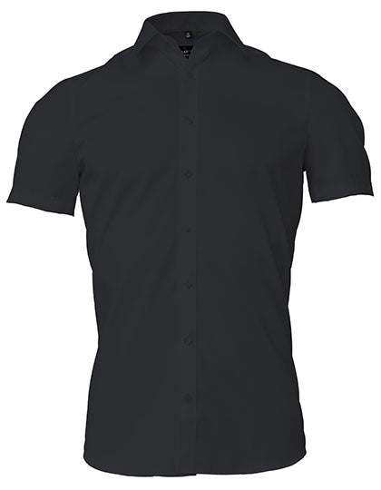 Men´s Shirt Body Fit Short Sleeve in Black, Größe 43