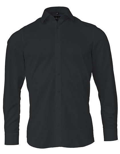 Men´s Shirt Body Fit Long Sleeve in Black, Größe 43