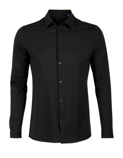 Men´s Mercerised Shirt Balthazar in Deep Black, Größe 4XL