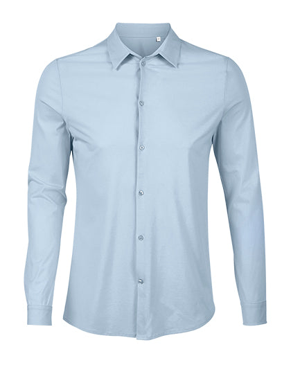 Men´s Mercerised Shirt Balthazar in Soft Blue, Größe 4XL