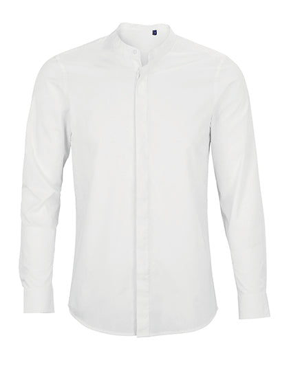 Men´s Mao Collar Shirt Bart in Optic White, Größe 5XL