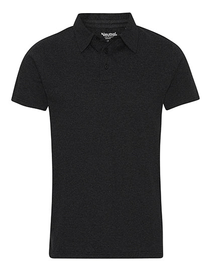 Recycled Cotton Polo in Black Melange, Größe 3XL