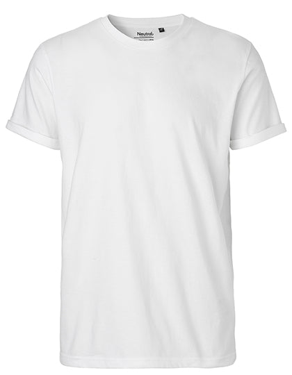Men´s Roll Up Sleeve T-Shirt in White, Größe 3XL