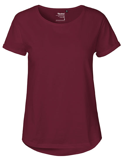 Ladies´ Roll Up Sleeve T-Shirt in Bordeaux, Größe XXL