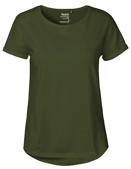 Ladies´ Roll Up Sleeve T-Shirt in Military, Größe XXL
