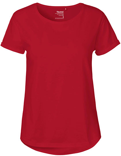 Ladies´ Roll Up Sleeve T-Shirt in Red, Größe XXL