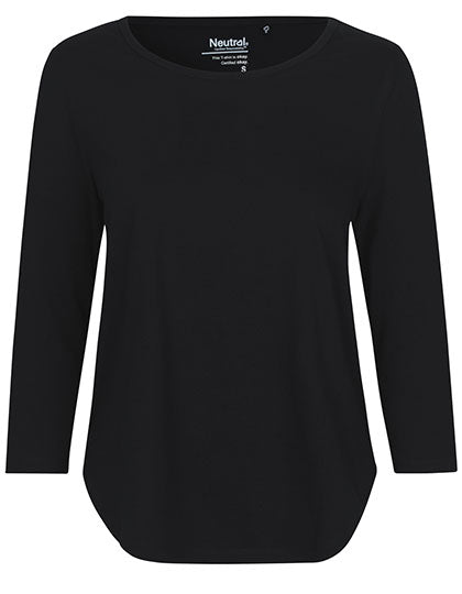 Ladies´ Three Quarter Sleeve T-Shirt in Black, Größe XXL